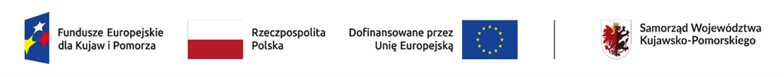 Logotypy Funduszy Europejskich, Rzeczypospolitej Polskiej, Województwa Kujawsko-Pomorskiego i Unii Europejskiej